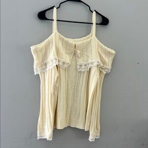 SHEIN Cream Lace Trim Camisole